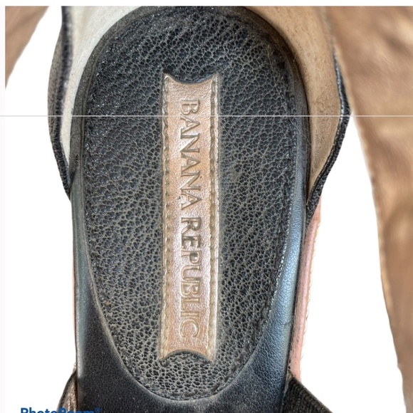 BANANA REPUBLIC black leather stud heeled clog sandal - Picture 3 of 7